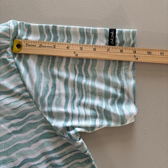 Bad Birdie Golf Shirt Men Size Large Green Waves Ocean Performance Short Sleeve - Picture 7 of 11